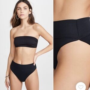 Beach Riot Kelsey Top and Highway Bikini Bottoms, Black, XS